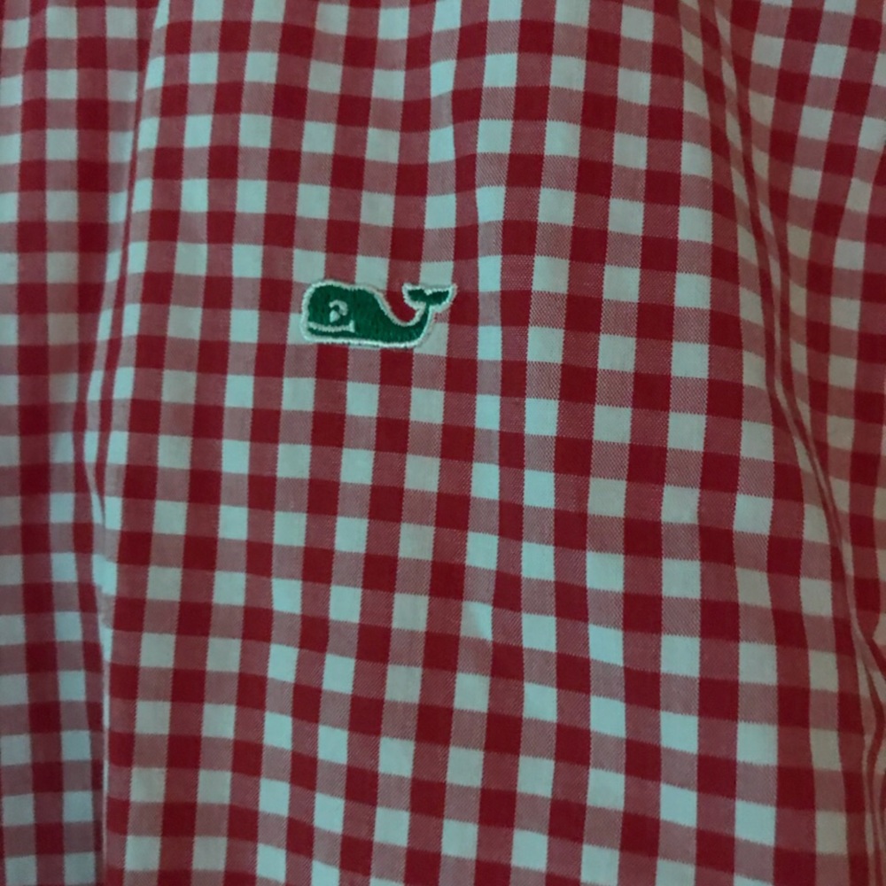 Red and white checkered Vineyard Vines Polo